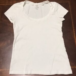 LOFT Women's White Scoop Neck Top